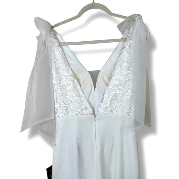 Lulus NWT Dignified Beauty White Mesh Embroidered Tie-Strap Jumpsuit Small - Picture 10 of 12